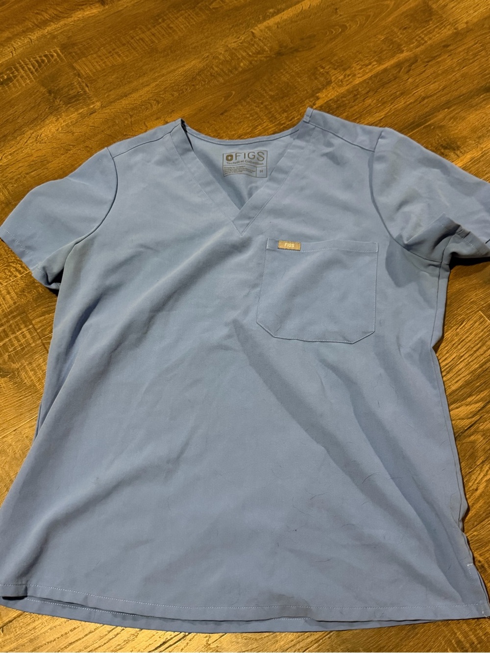 Figs Women's Short Sleeve V-Neck Top - Dusty Blue